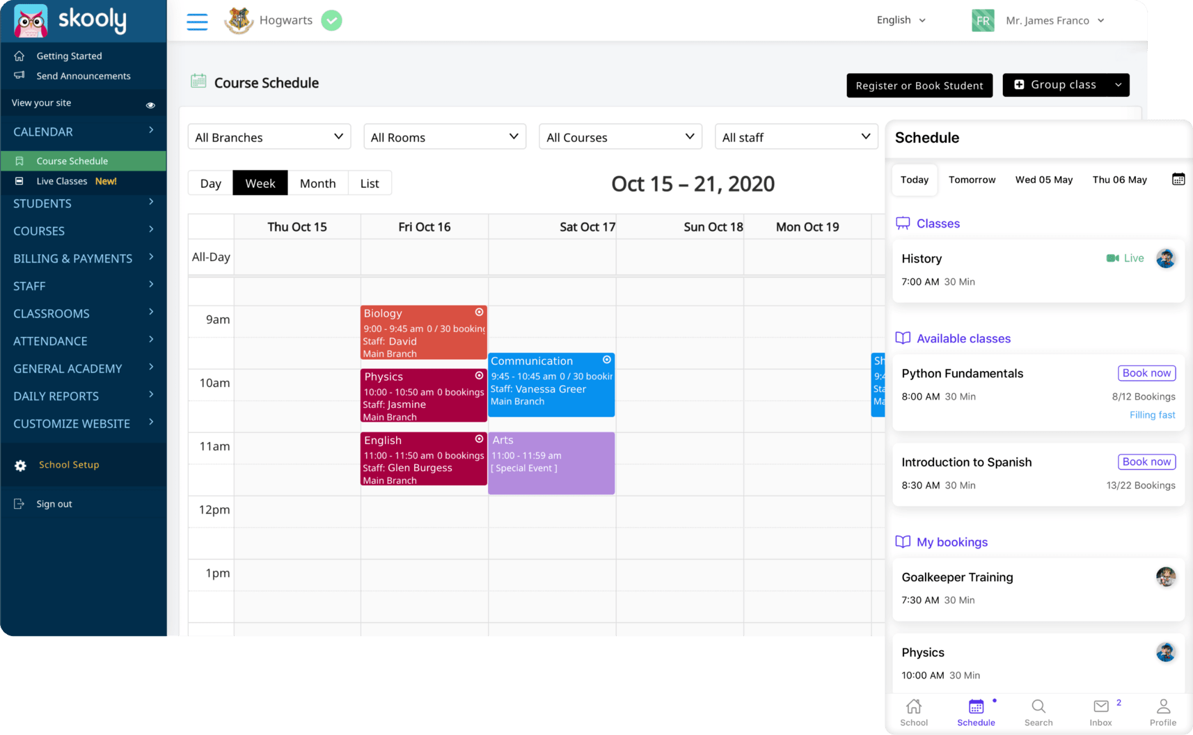 Class Scheduling, Booking System & Software - <span class='notranslate'>Skooly | Try for Free