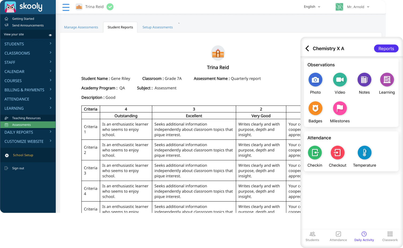 SHARE RICH CONTENT, ASSESSMENTS , DAILY REPORTS