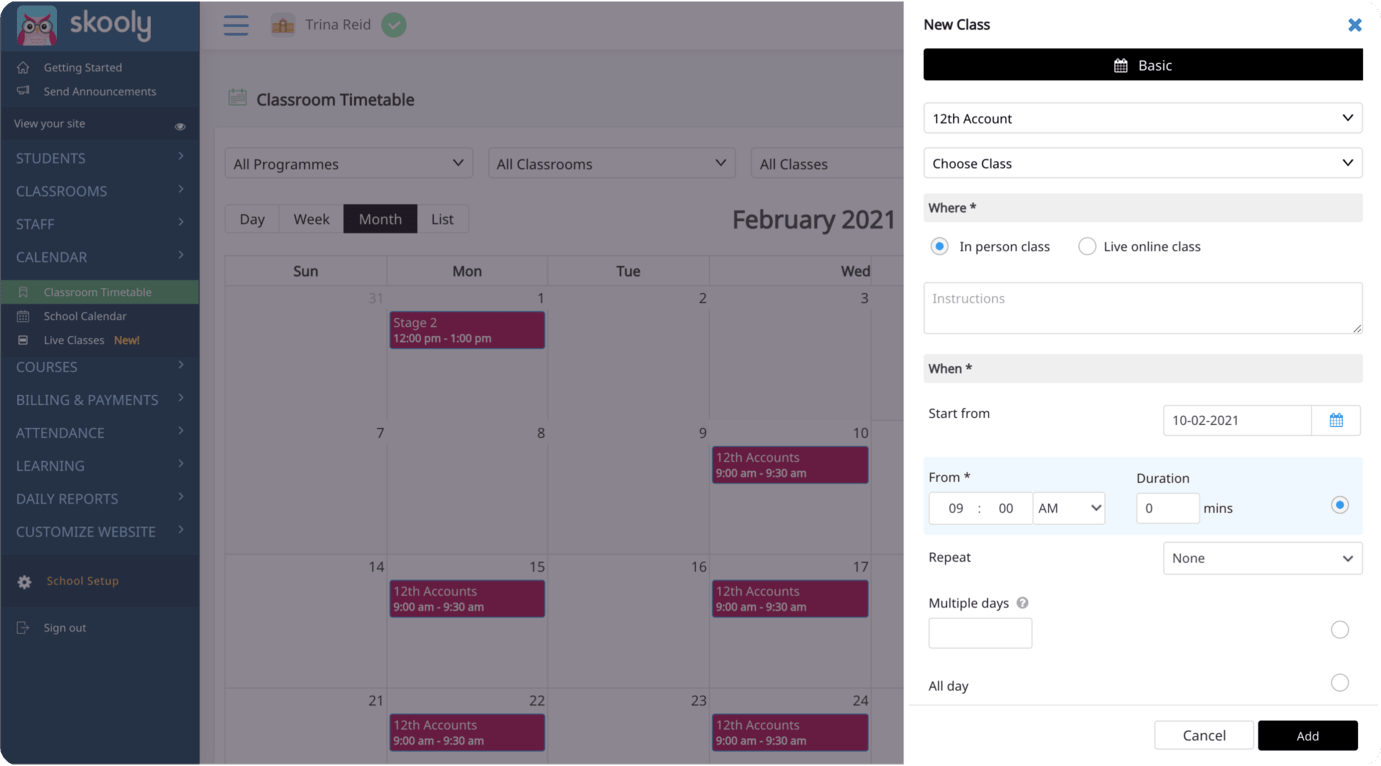 ZEITPLAN ONLINE ODER IN PERSONENKLASSEN