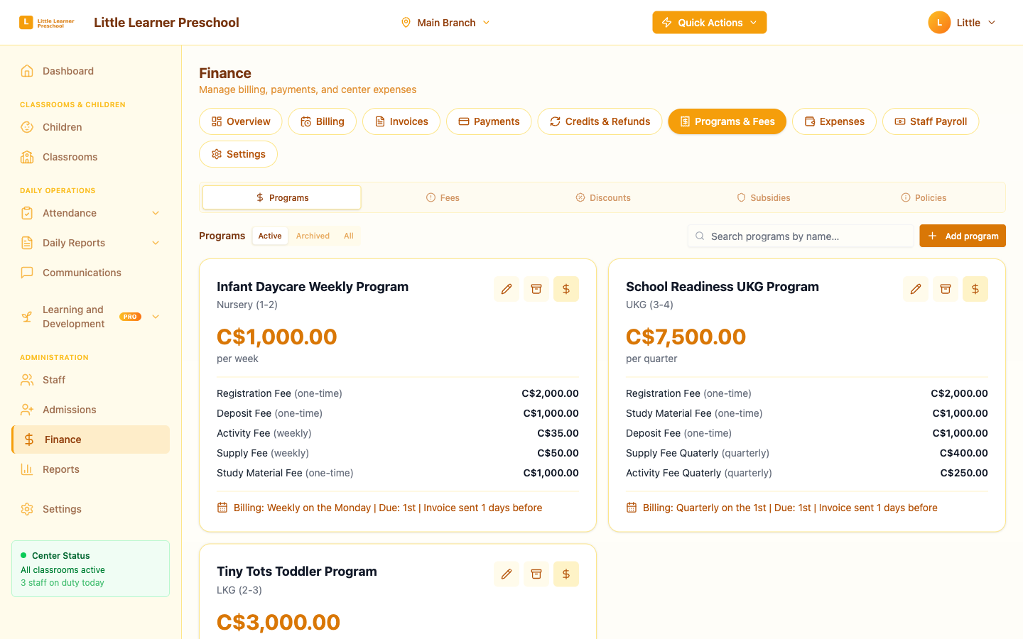 Programs & Pricing